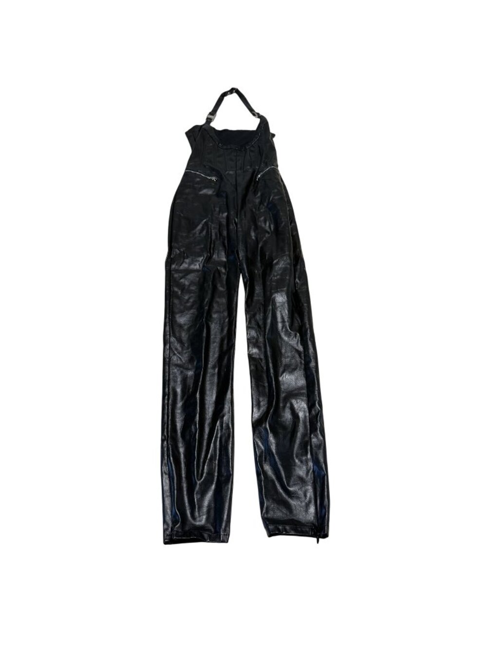 I.AM.GIA Cece Black Faux Leather Halter Jumpsuit Women's Size XX-Small XXS